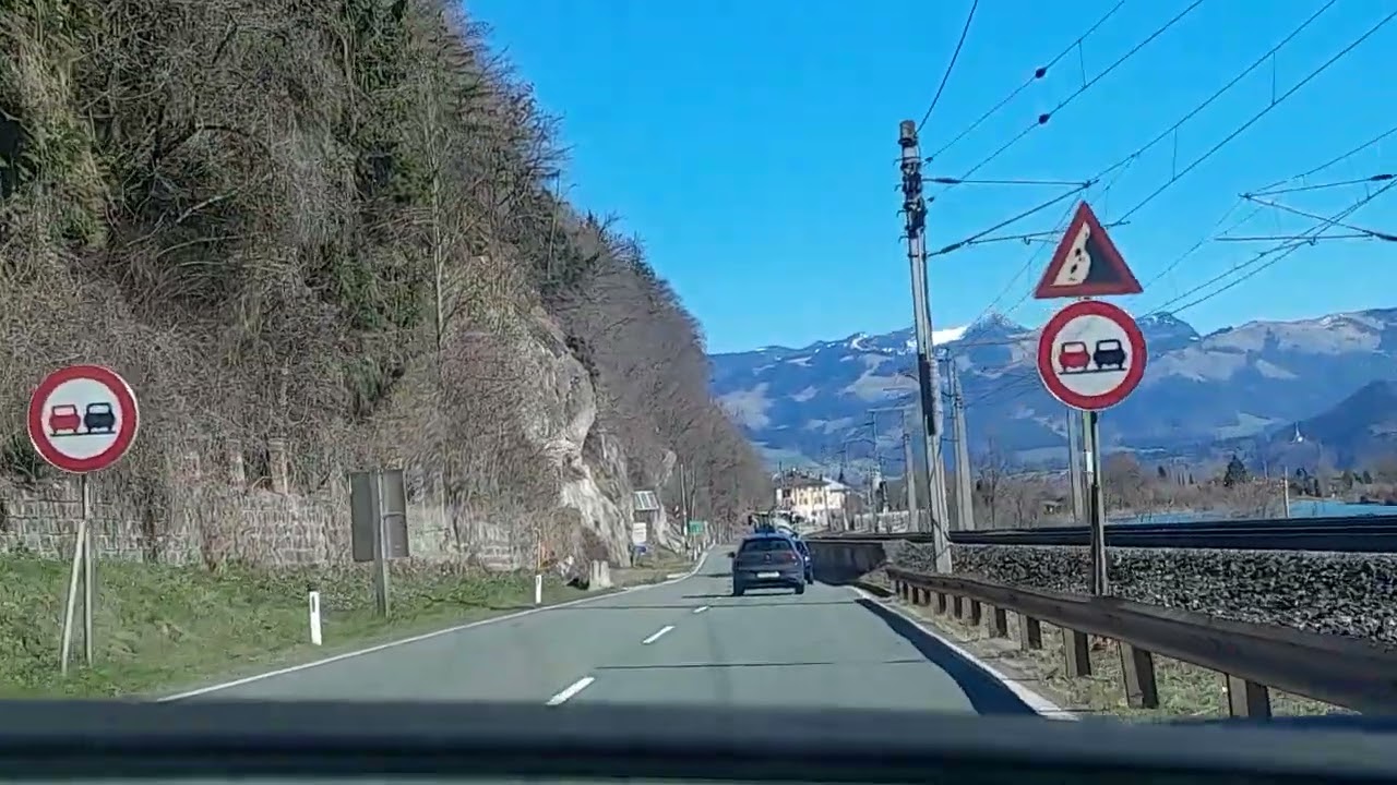 Autofahrt, von Kufstein nach Kiefersfelden, entlang dem Inn, von Tirol nach Bayern