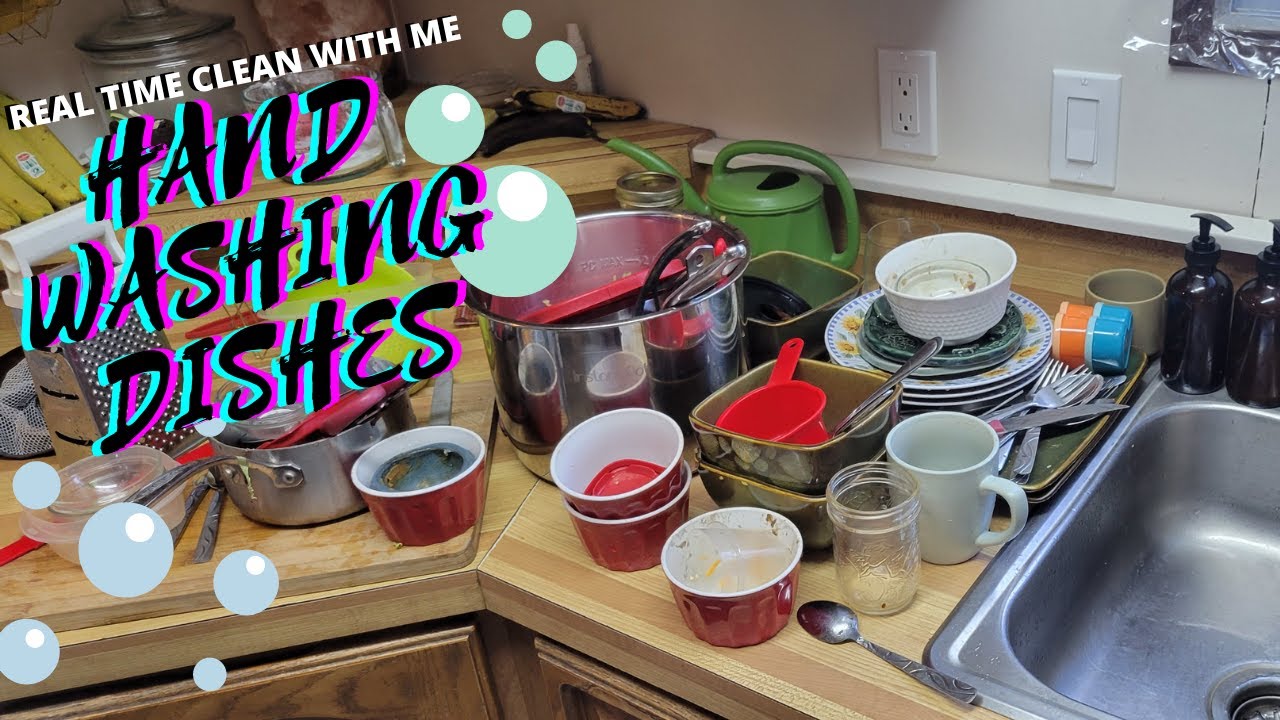 Hand Washing Dishes | Real Time | Clean With Me | Kitchen Cleaning Motivation | Tackling Dishes 2022
