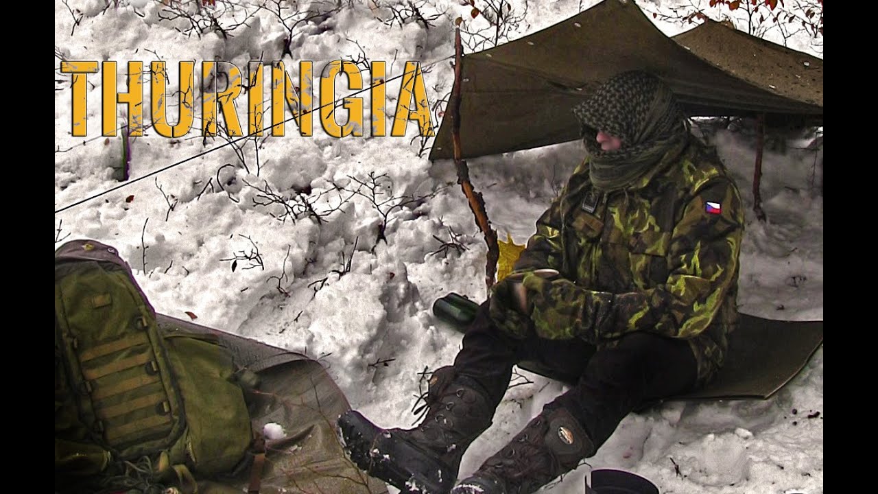Winter Bushcraft Thuringia -  NVA Zeltbahn Special Setup - CZ M95 Army Parka