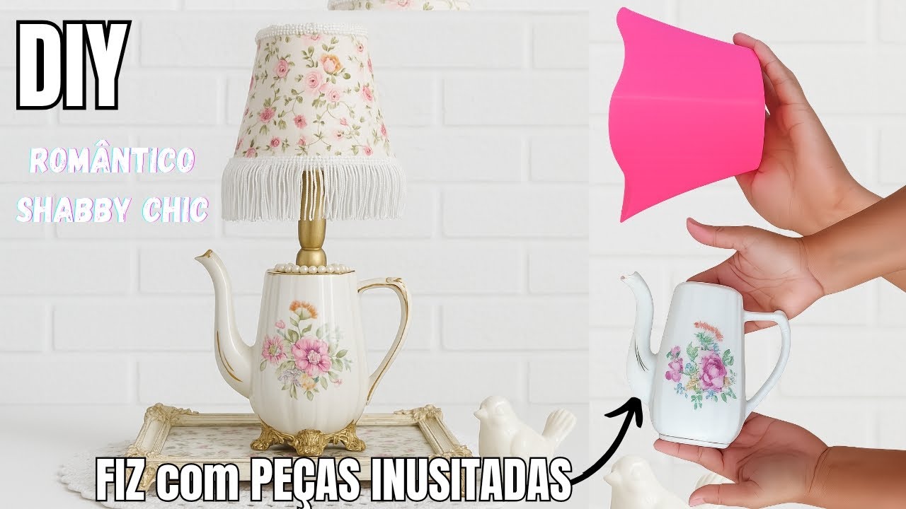 TRANSFORME UM OBJETO COMUM NUMA DECORAÇÃO EXTRAORDINÁRIA ! Abajur feito com bule+pote/ ESQUADRÃO DIY