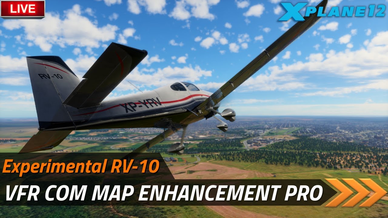 🔴 XP12 [HDR] - Map Enhancement PRO: fazendo um VFR com o RV10 Experimental