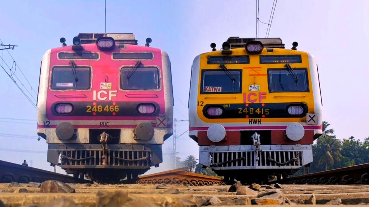 Indian Local Train Passing Over The Mobile । ICF Train Under View । Heavy Track Sound