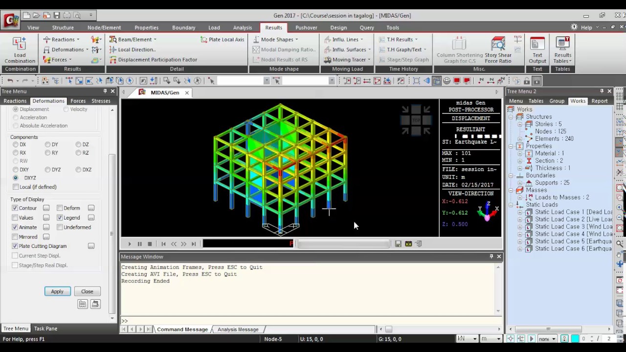 midas Gen - Basic Session - Part 3 (Results & Design)