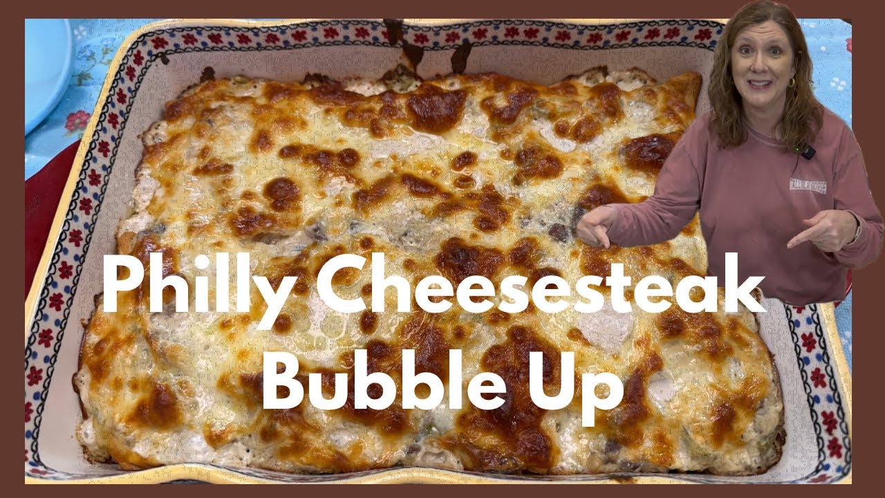 Super Easy Philly Cheesesteak Bubble Up Casserole 