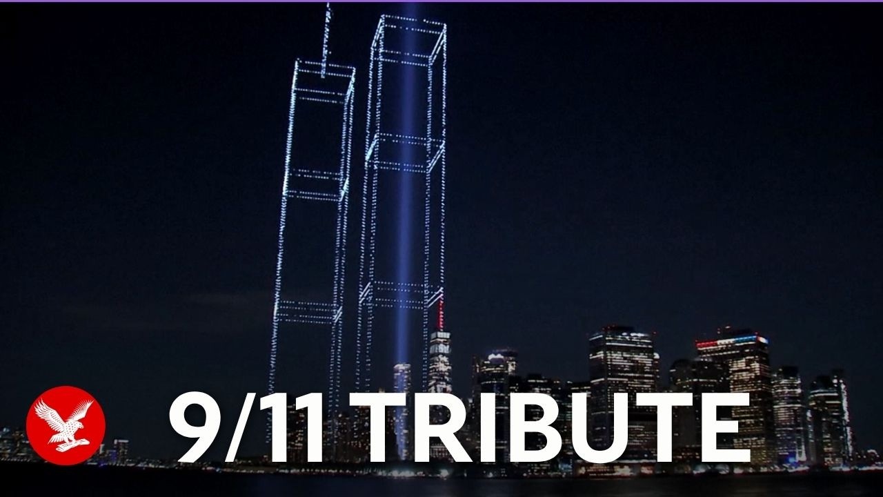 Drones recreate Twin Towers in New York City to mark 25th anniversary of 9/11