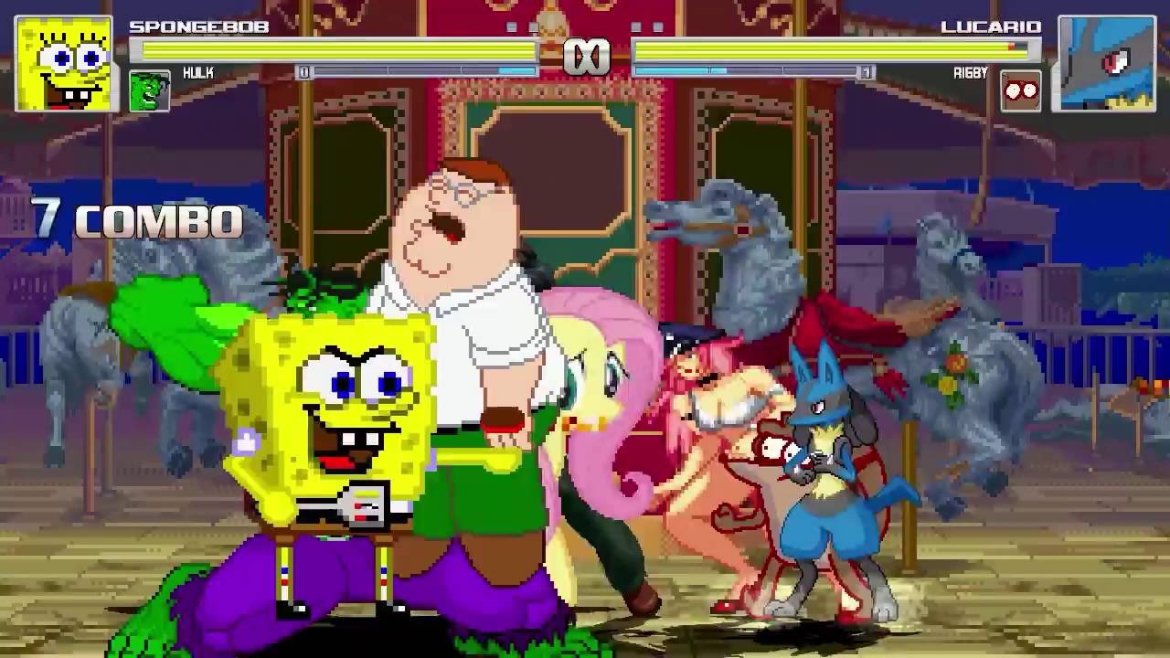 AN Mugen Request #581: Spongebob, Hulk, Fluttershy & Psych. Kyo VS Lucario, Rigby, Poison & Peter