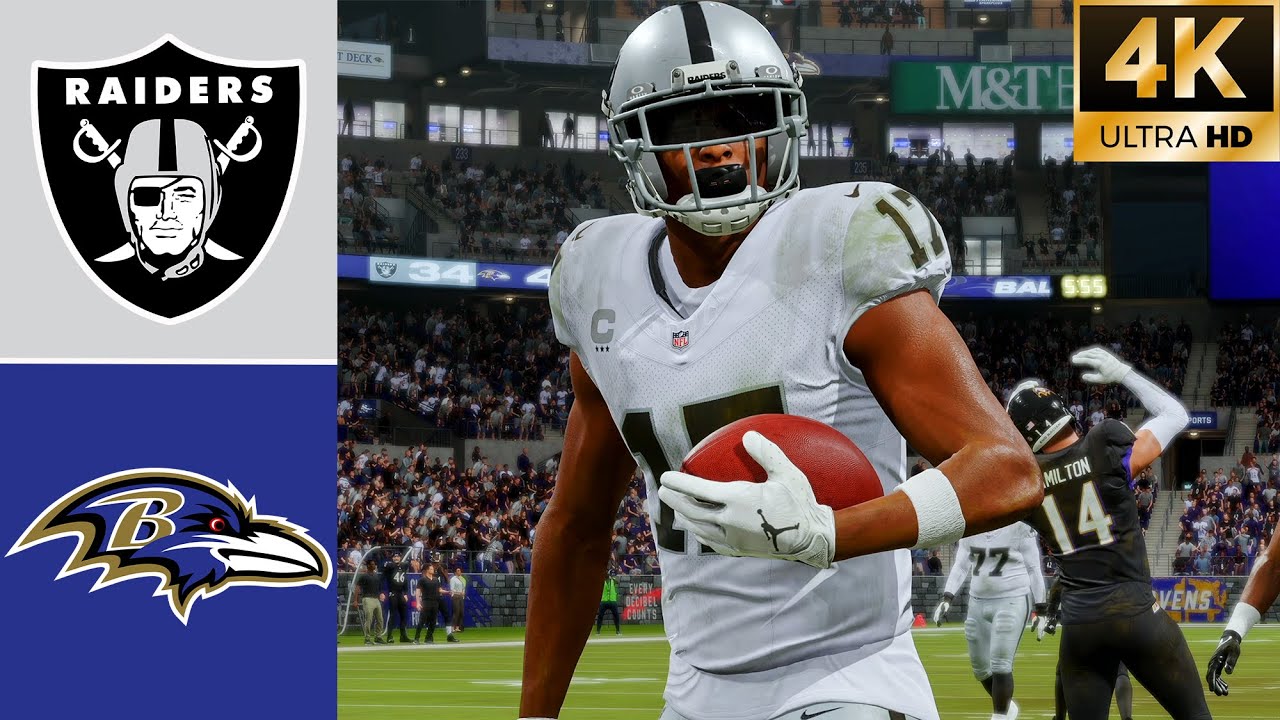 Raiders vs Ravens l Week 2 2024 Season (Madden 25 Rosters) l 4K Madden 24 PS5 Simulation