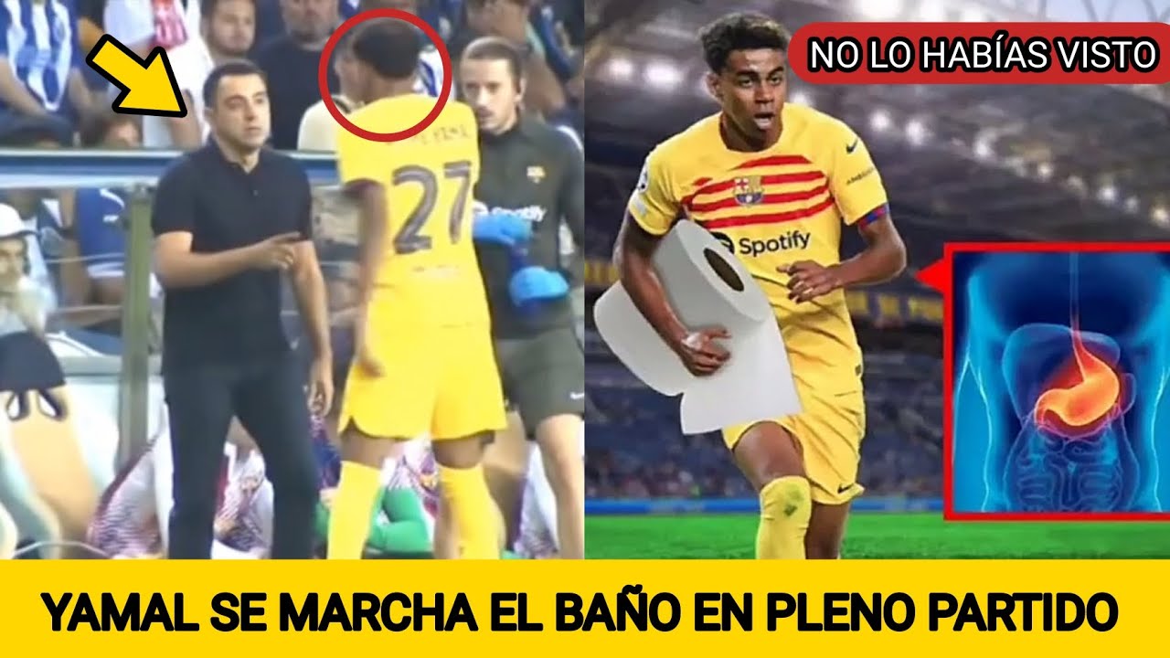 YAMAL SE MARCHA AL BAÑO EN PLENO PARTIDO Y DEJA AL BARCELONA CON 10 JUGADORES