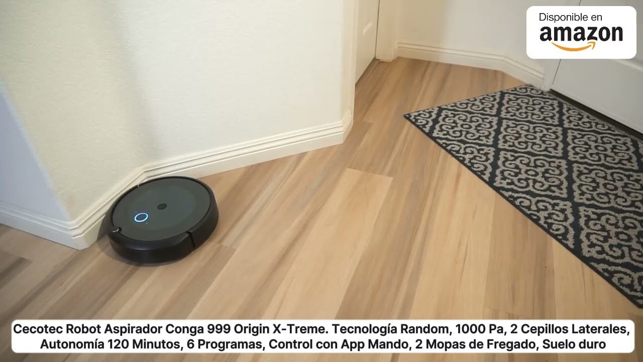 Cecotec Robot Aspirador Conga 999 Origin X-Treme. Tecnología Random, 1000 Pa, 2 Cepillos Laterales.