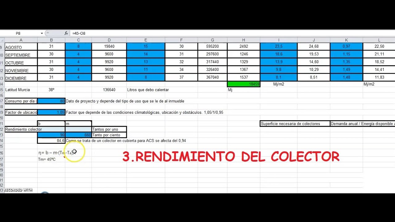 3. CÁLCULO DE RENDIMIENTO DEL COLECTOR