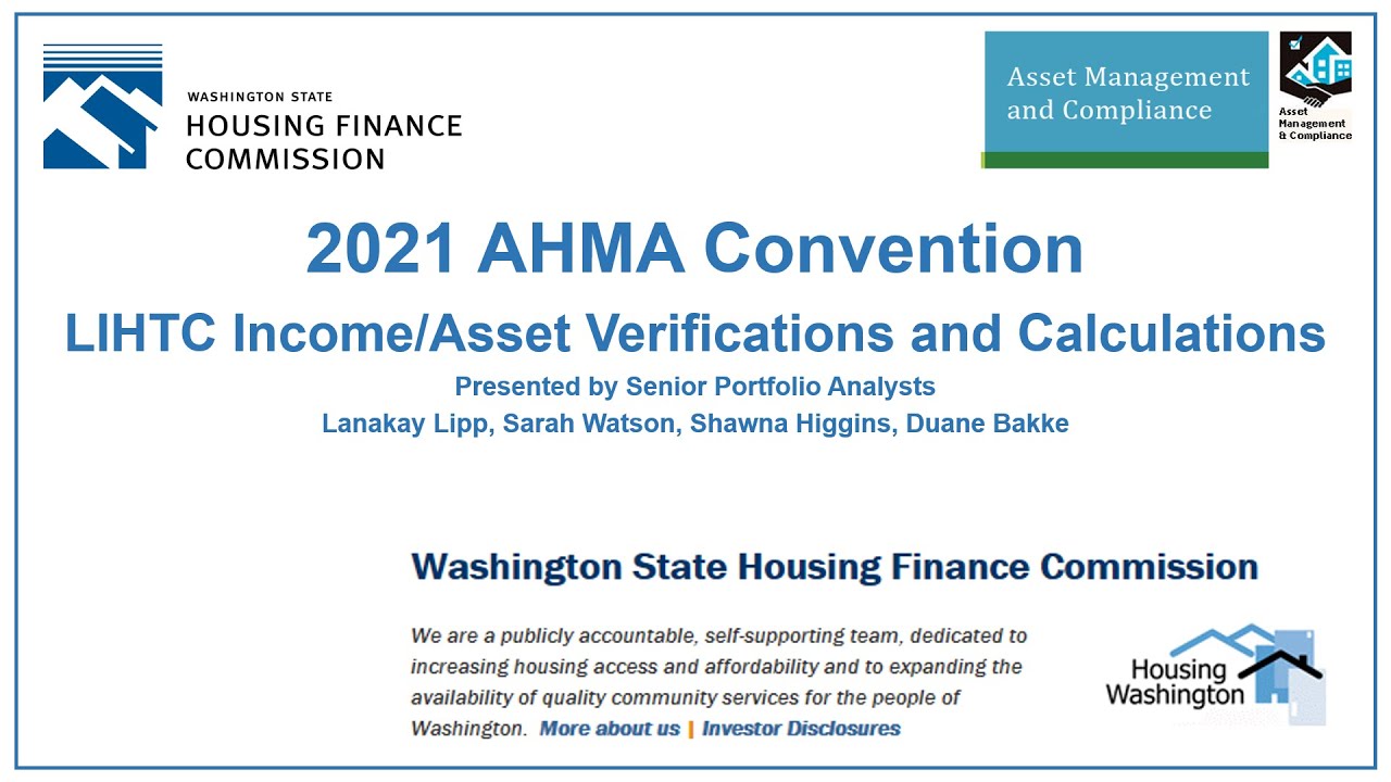 2021 LIHTC Income/Asset Verifications and Calculations Webinar