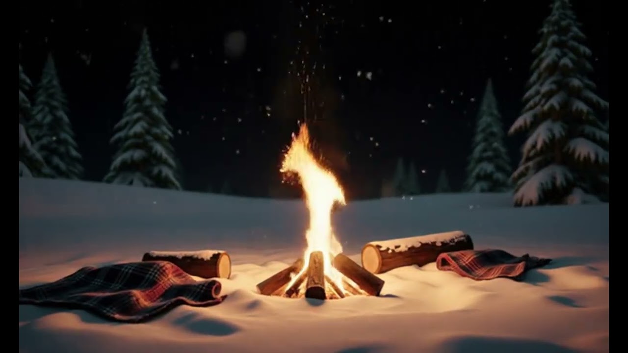 Fire in the Forest- 15 Min Loop Of Winter Camping Lo-Fi Music