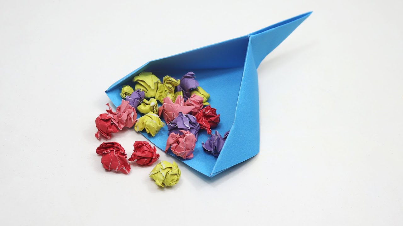 Easy Origami Dustpan - Paper Scoop Tutorial