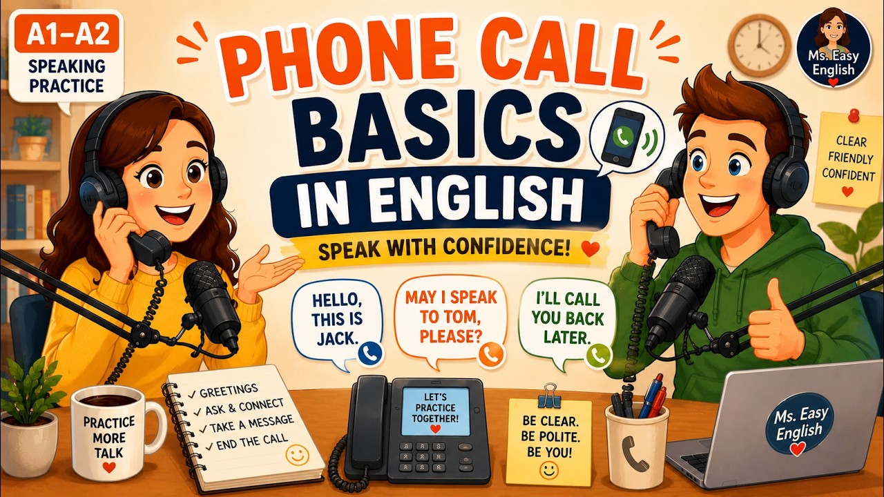 Phone Call Basics In English 📞 Speak With Confidence | A1–A2 | Ms. Easy English