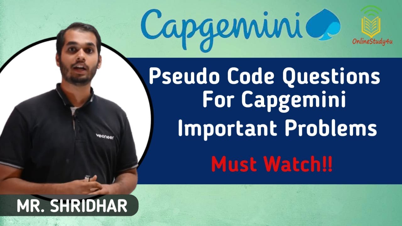 Pseudo Code Questions for Capgemini | Important Problems | Must Watch |