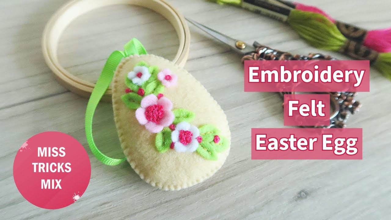DIY: Embroidery felt Easter Egg Ornament | Easter Craft | Felt Craft | Embroidery Craft