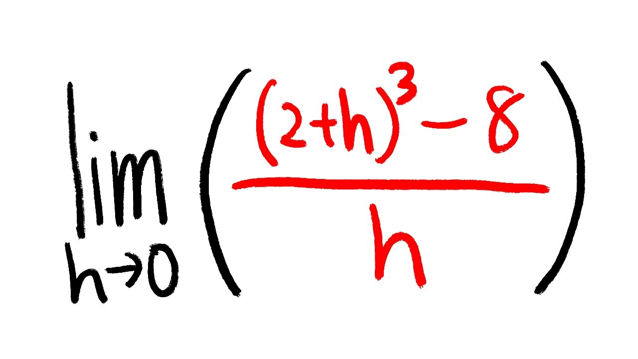limit of ((2+,h)^3-8)/h as h goes to 0, calculus 1 tutorial