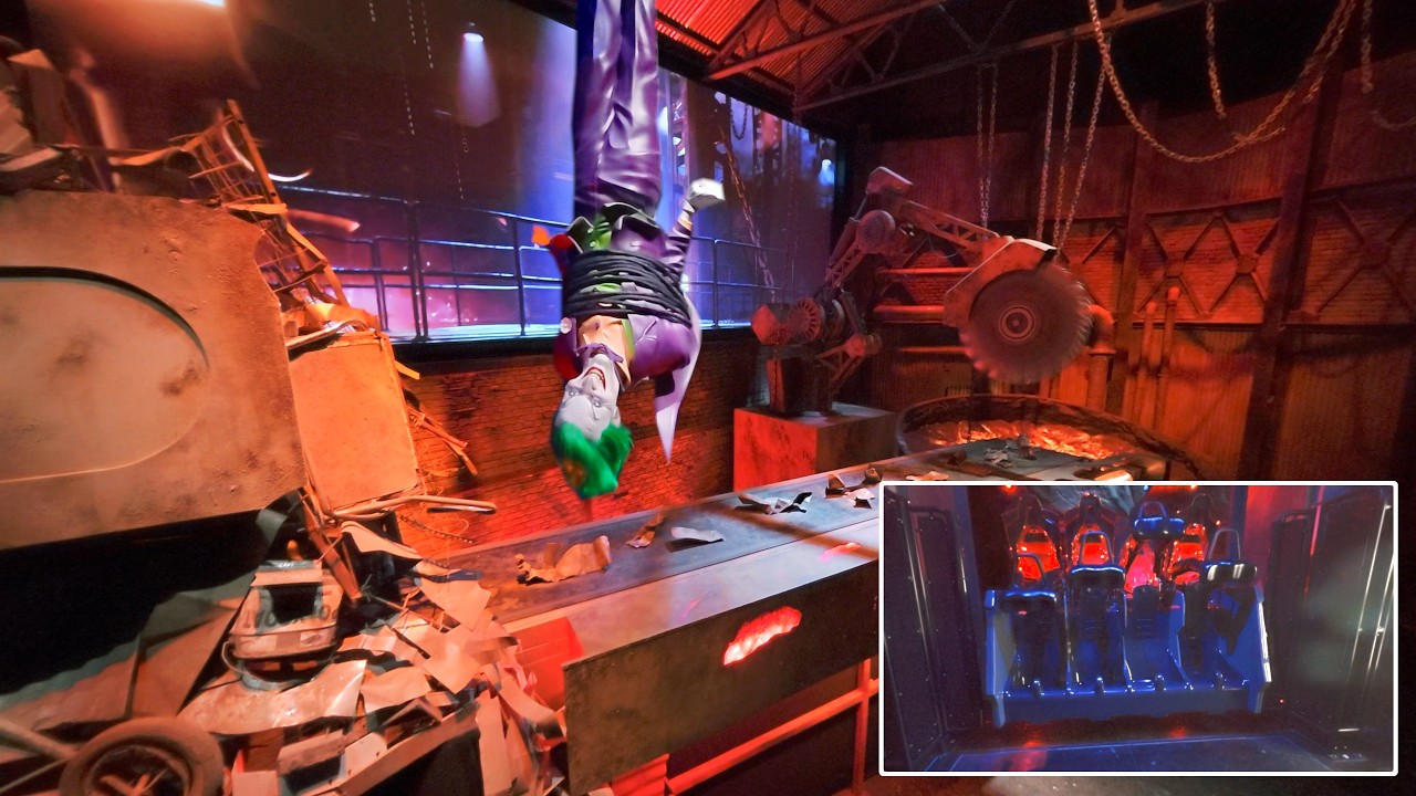 BATMAN Dark Ride at Warner Bros Theme Park | Kuka Robot Arm Dark Ride