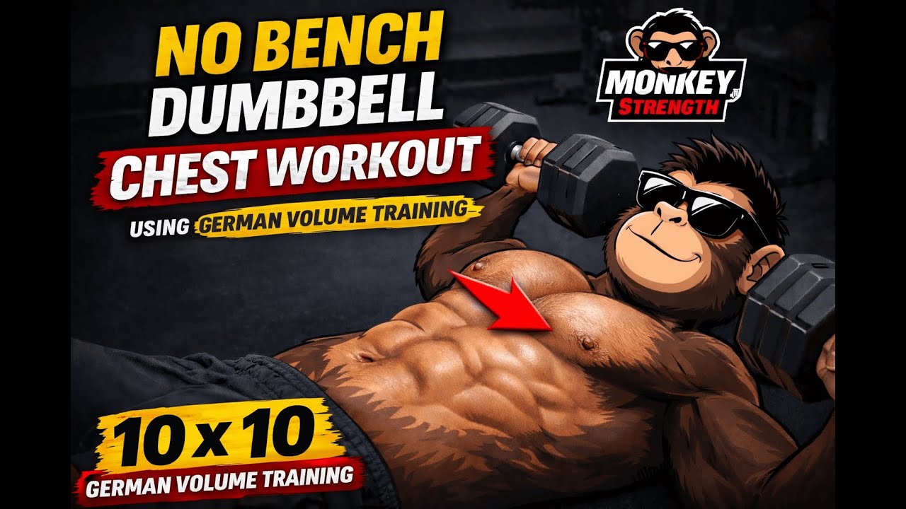 No Bench Chest Workout at Home | Dumbbells + GVT | Monkey Strength