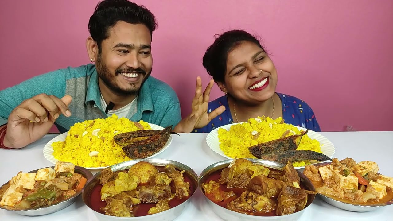 basanti polau mutton curry mixed veg begun sundori eating challenge