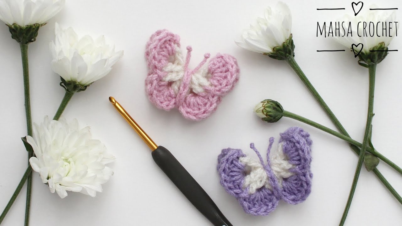 قلاب بافی - آموزش  بافت پروانه سه بعدی با قلاب How to Crochet a Butterfly | Mahsa Crochet