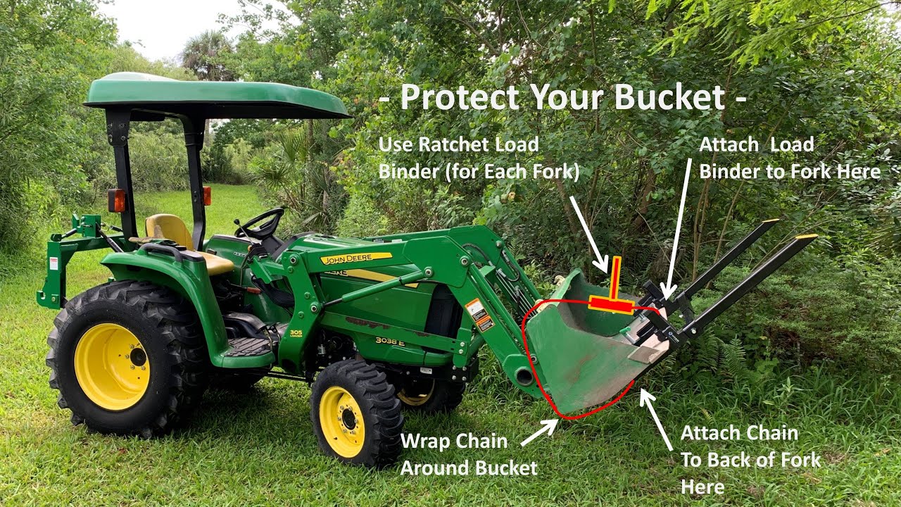 How to Use Titan Clamp-On Pallet Forks John Deere 3025, 3032, 3038 Tractor