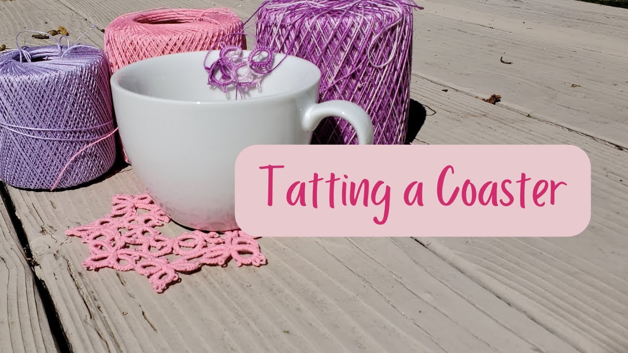 Needle Tatting a Mug Rug Coaster  #stitchalong #tattedlace