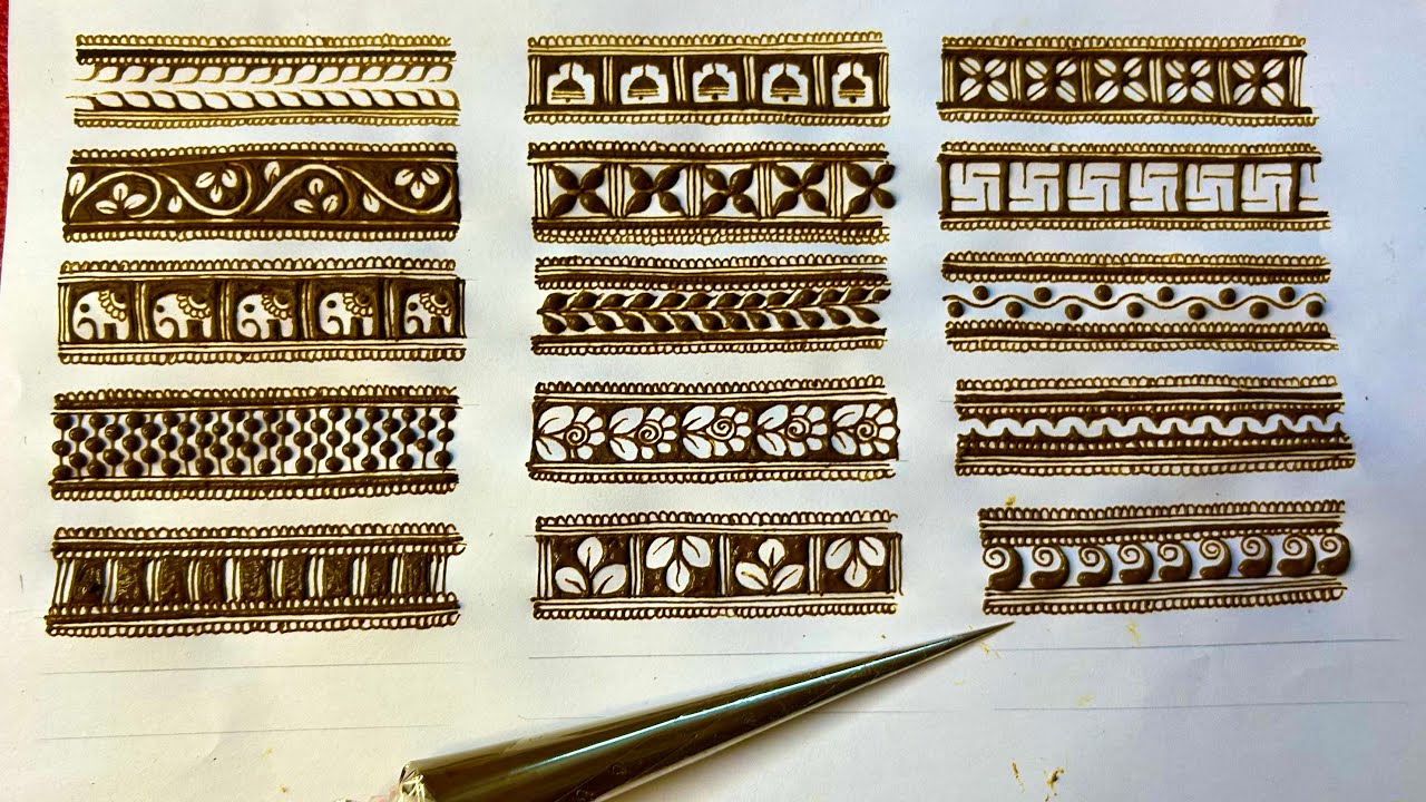 15 Beautiful and important small border design ||Basic mehndi class||
