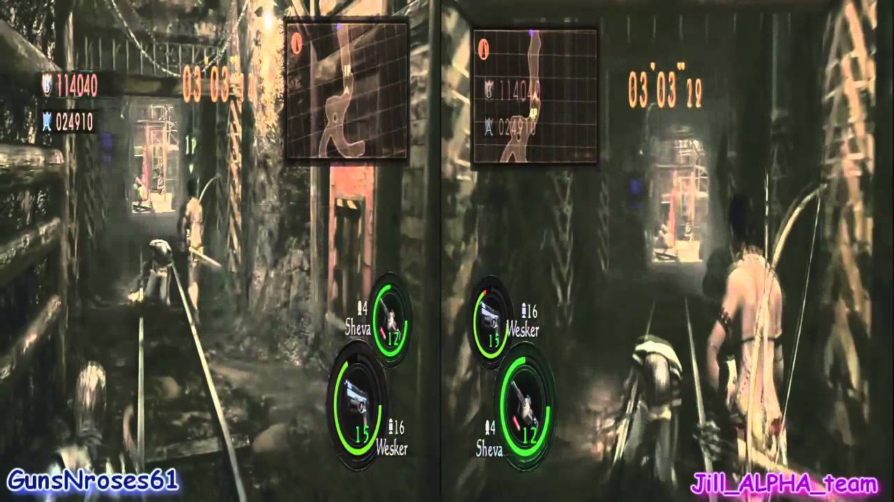 [HD] Resident Evil 5 Versus Team Slayers - Mines - in split screen online test