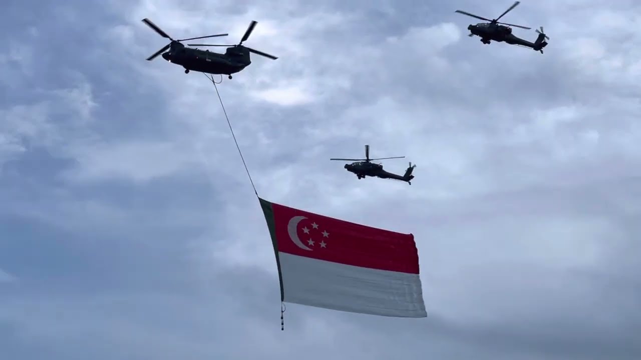 NDP 2022 preview 1 state flag flypast + National Anthem - 23 July 2022