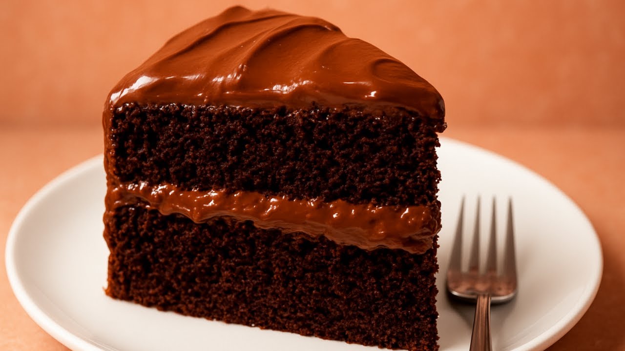 Moist & Fudgy Chocolate Cake with Everyday Ingredients