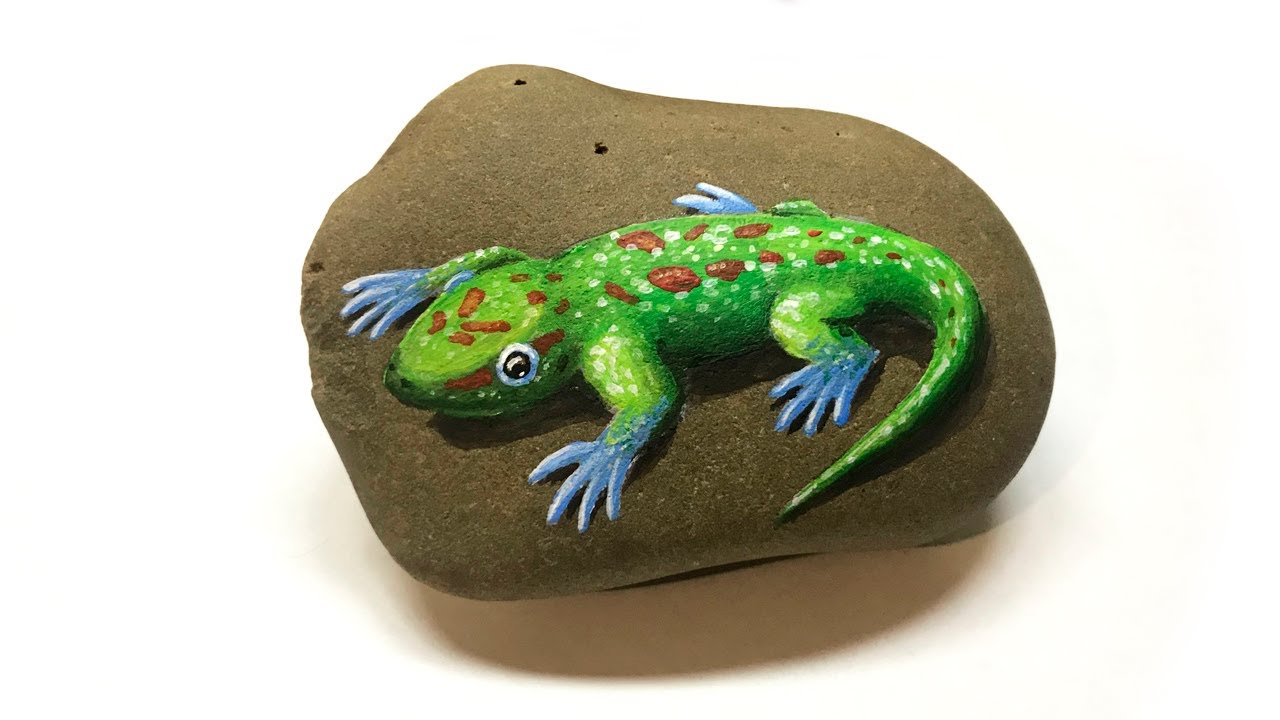 How to Paint a Gecko on a Stone | Rock Painting Tutorial