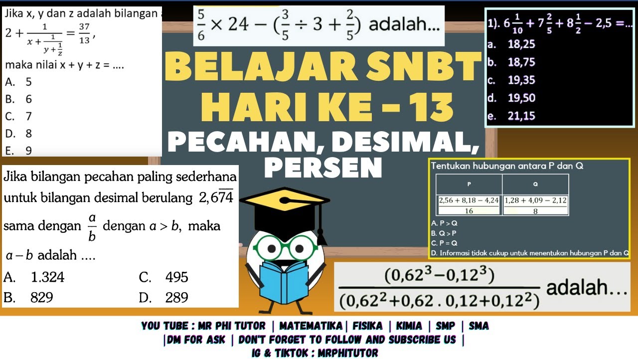 Day 13 Belajar SNBT – Pecahan, Desimal, Persen #snbt #belajaronline #utbk #snbt2026
