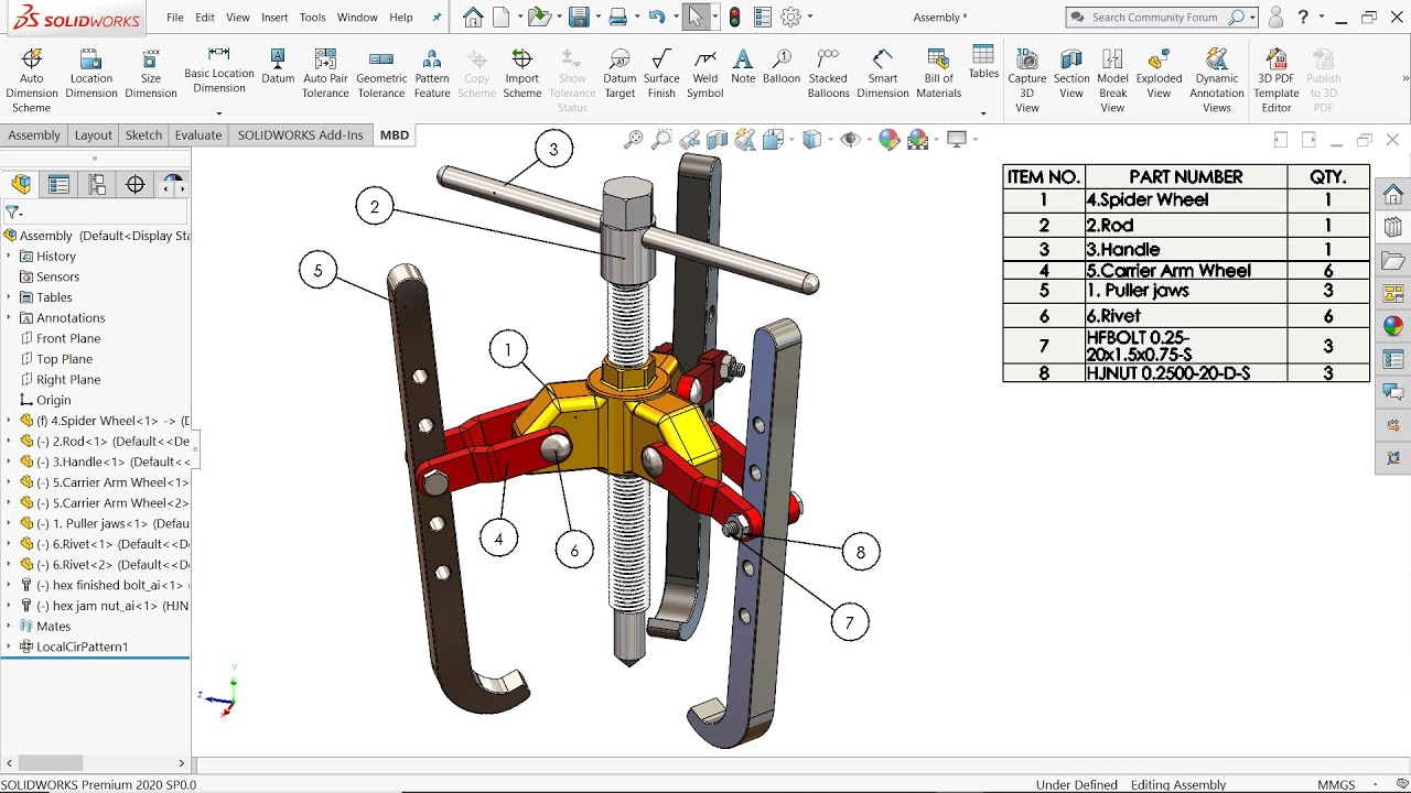 Design of 3 Jaw Puller in Solidworks