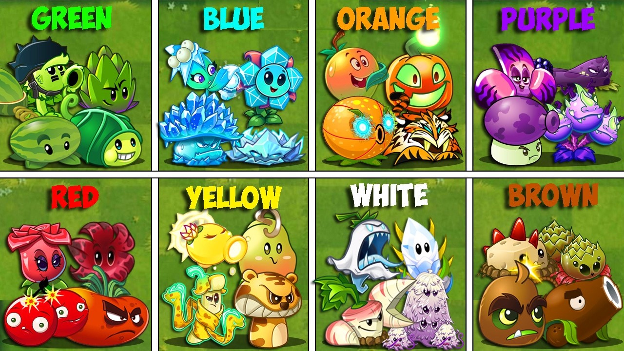 8 Team COLOR Plants Vs All Zombies - Who Will Win? - Pvz 2 Team Plant Battlez