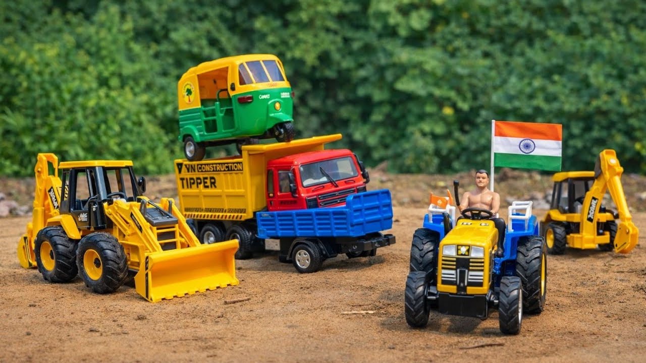 Jcb loading sand truck tractor | Swaraj tipper mahindra truck Accident pulling tractor jcb ? CS Toy