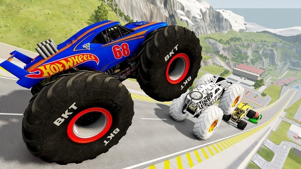 Epic High Speed Monster Trucks Jumps & Crashes #70 - BeamNG Drive