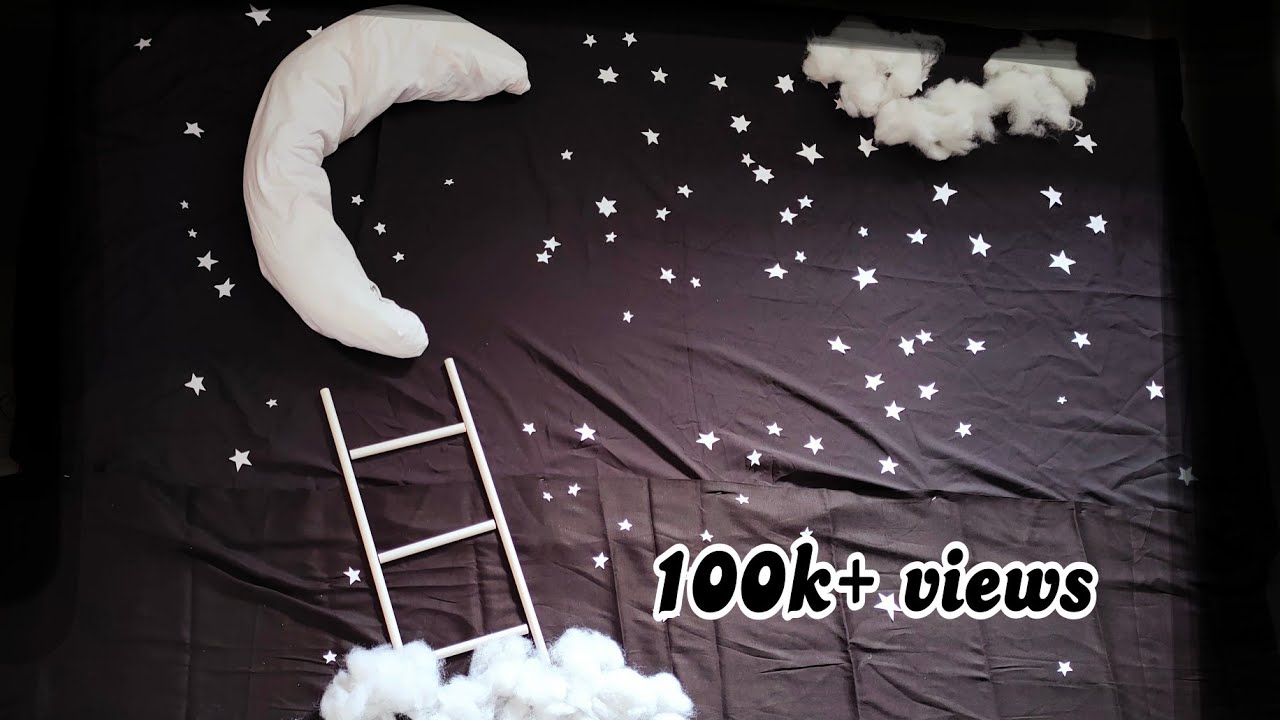 My baby 4th month photoshoot ||ఇంట్లో ఉండె bedsheet తో moon and stars theme 