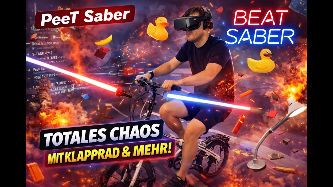 PeeT Saber | Beat Saber Mixed Reality – Totales Chaos mit Klapprad (Twitch Archiv 21.07.2021)