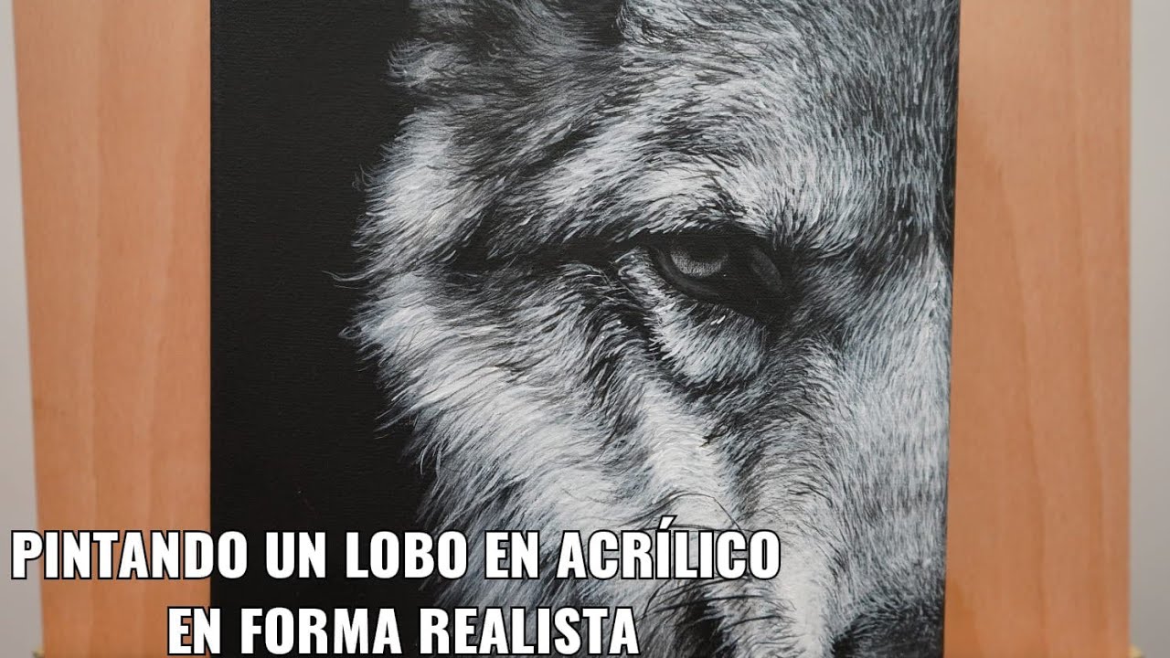 Tutorial 52: como pintar en acrilico un lobo en blanco y negro en forma hiperrealista, paso a paso