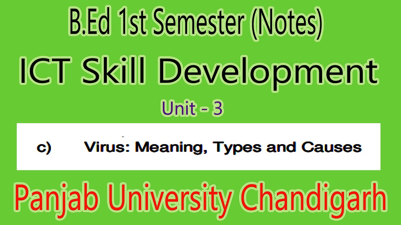 Notes Virus Meaning type causes b.ed 1st Semester ict skill Development punjab university chandigarh