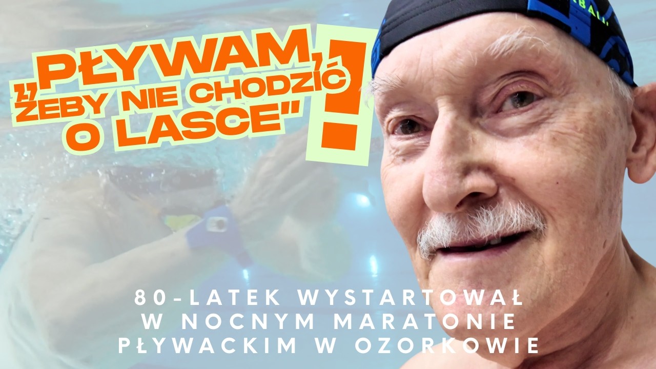 80-letni Pan Andrzej uczestnikiem nocnego maratonu pływackiego - Otyliada 2026 w Ozorkowie.
