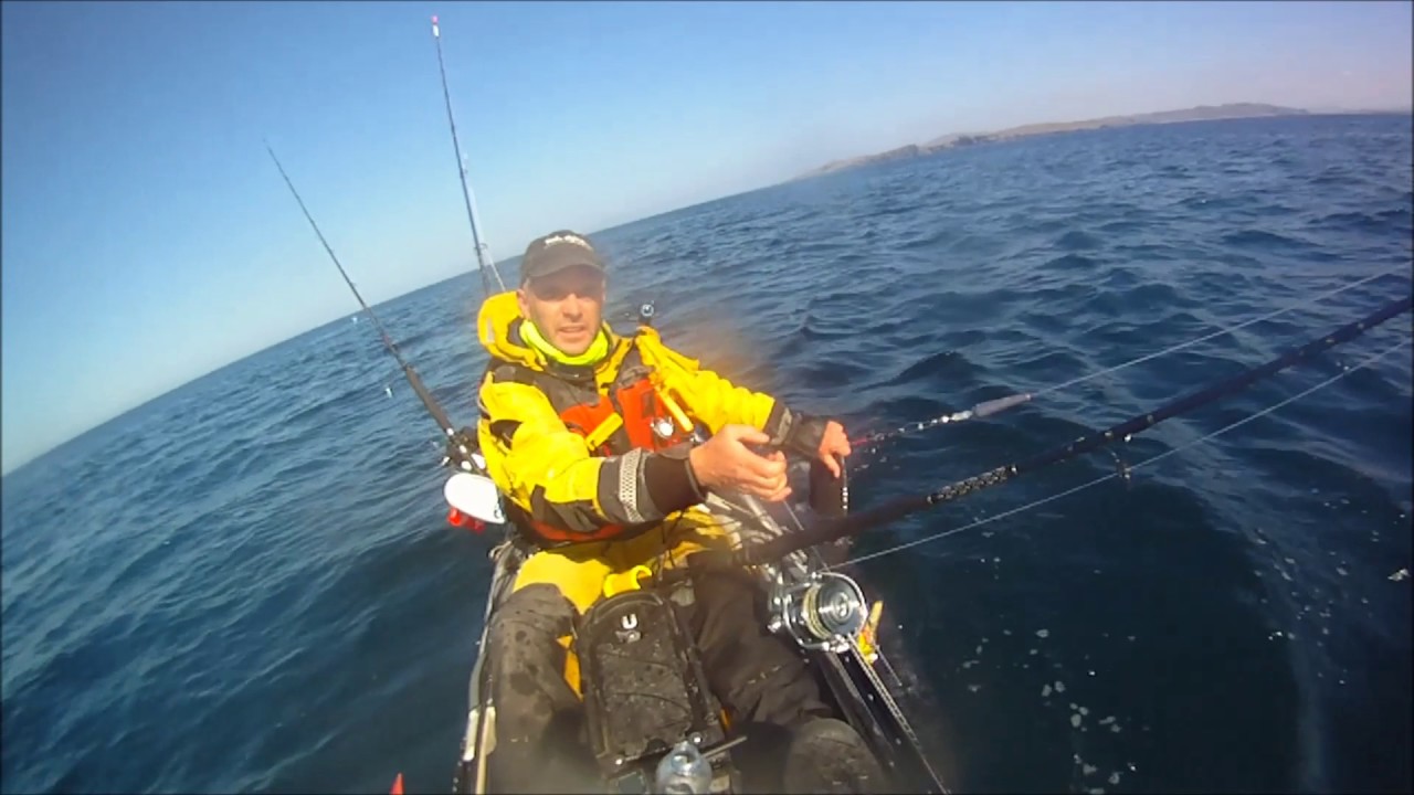 Porbeagle shark 200lber from a kayak in Ireland