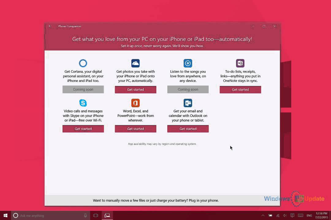 Phone Companion in Windows 10