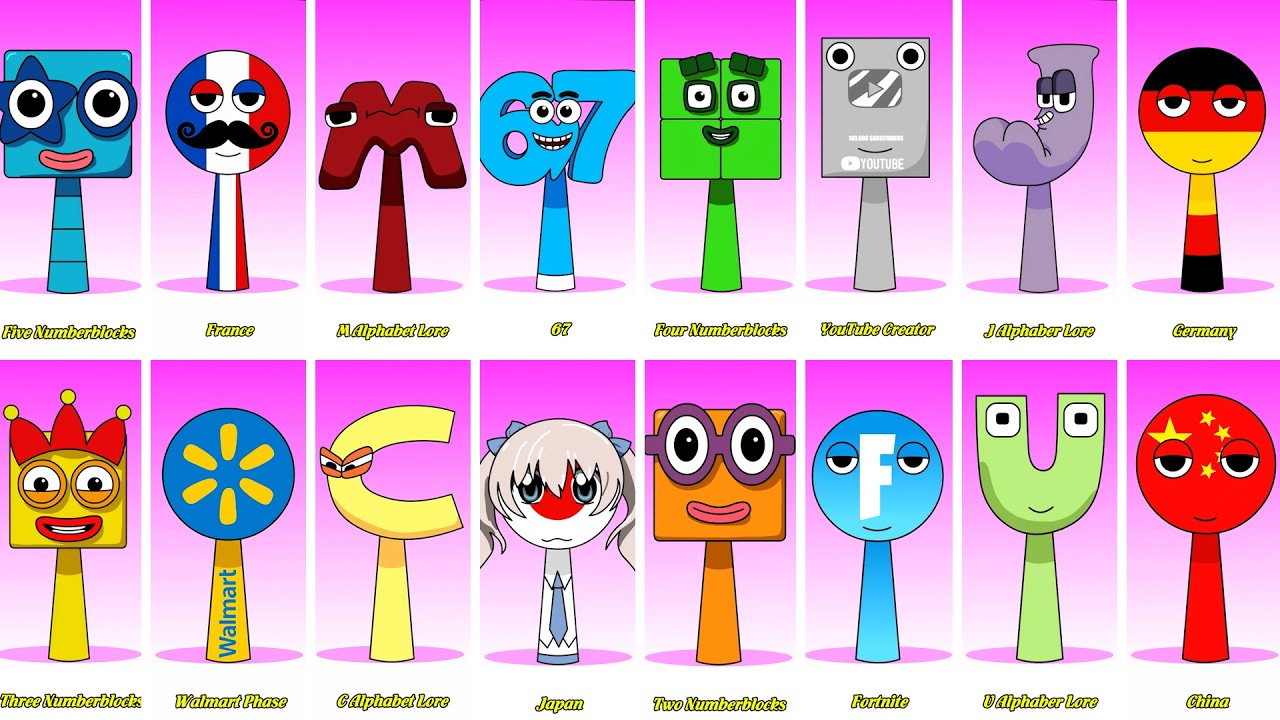 Incredibox Sprunki OC Phase 1 to Phase 2 Five Numberblocks, M Alphabet Lore, 67, Japan, France