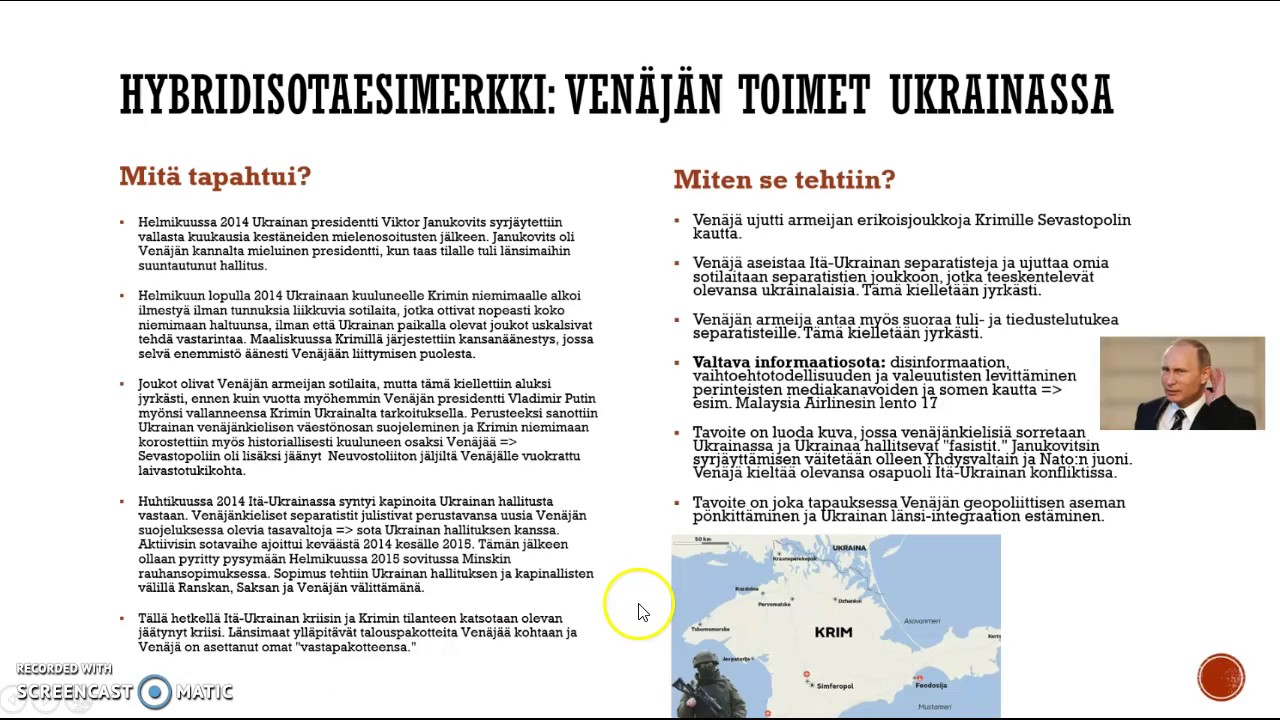 Hybridisotaesimerkki: Venäjän toimet Ukrainassa