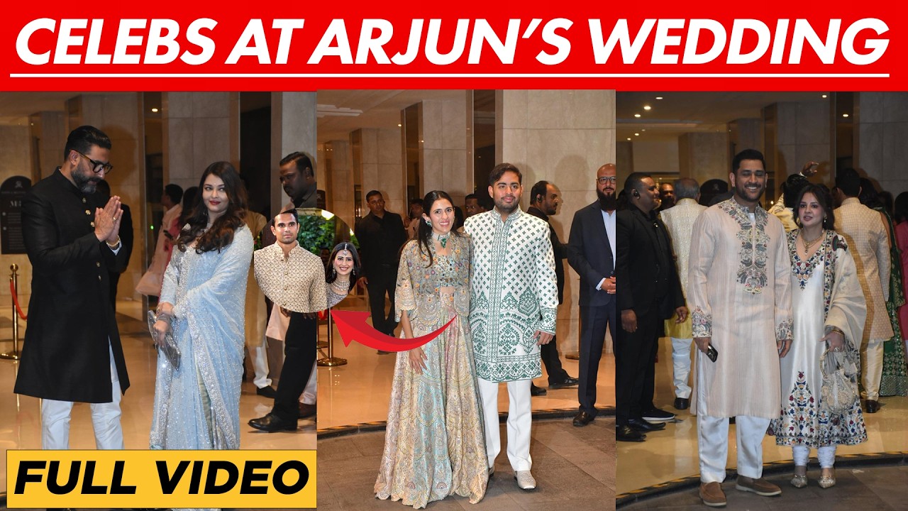 Arjun Tendulkar’s Wedding FULL video | Bachchan family, Ambani family, MS Dhoni with wife arrive