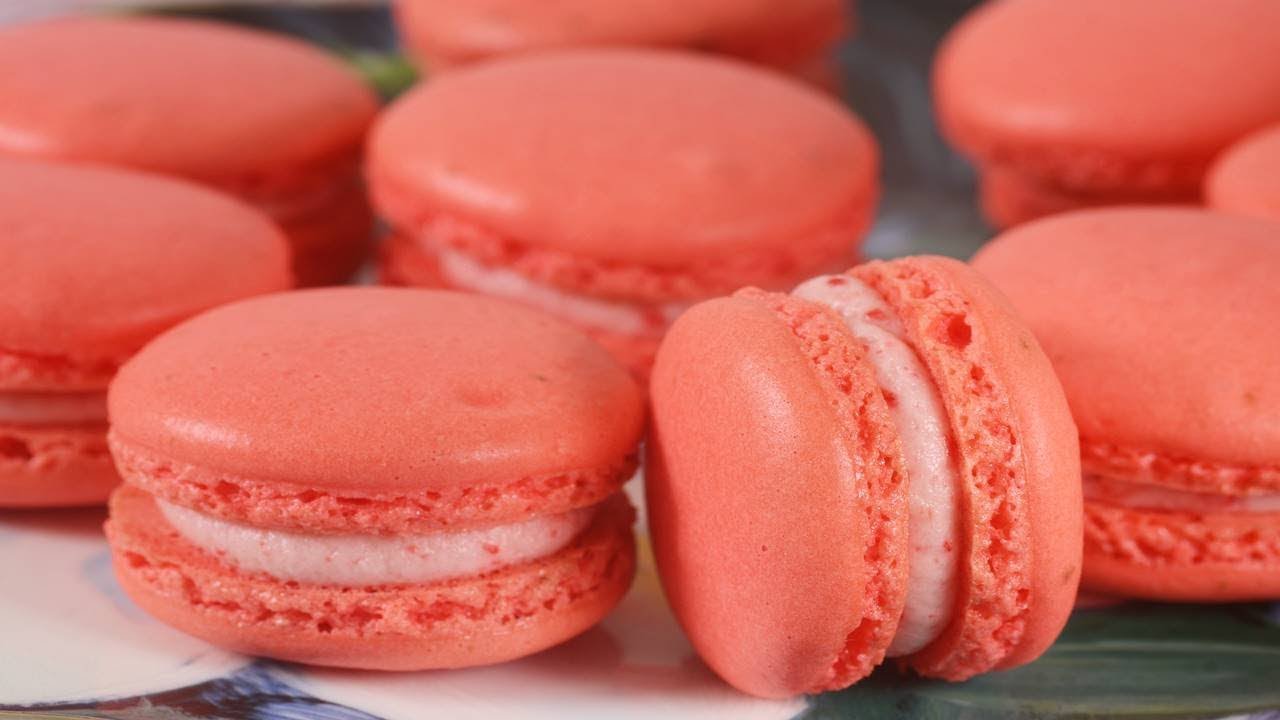 Strawberry Cheesecake Macarons Recipe Demonstration - Joyofbaking.com