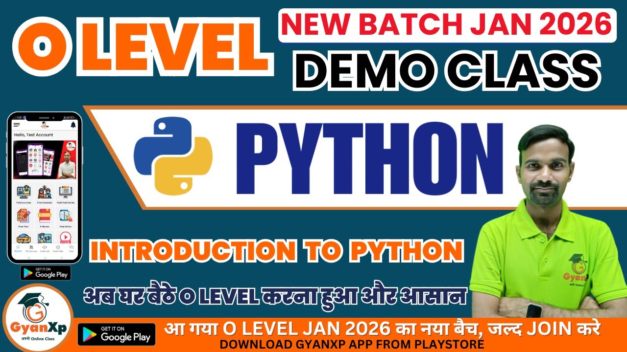 O Level Python Programming (M3-R5.1) | Introduction to Python | New Batch JAN 2026