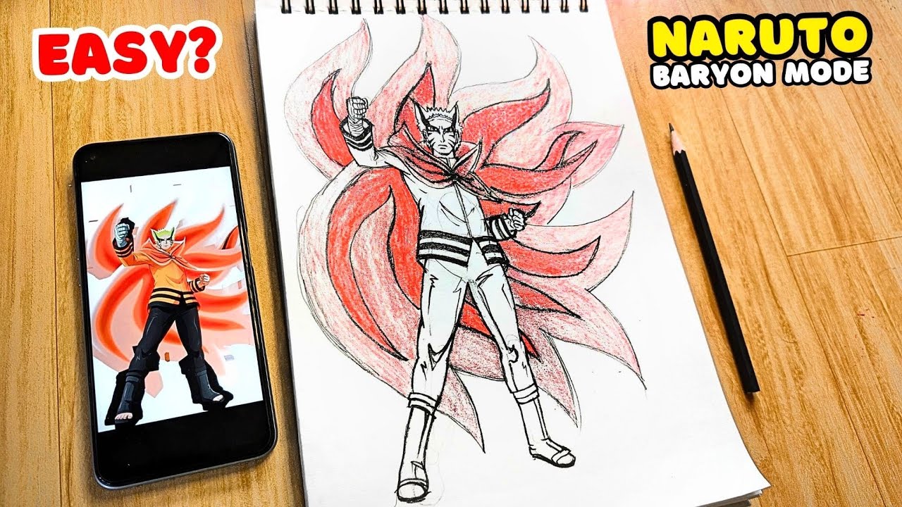 How to Draw Naruto Baryon Mode (Full Body) | Drawing Naruto Baryon Mode | Anime Drawing Easy